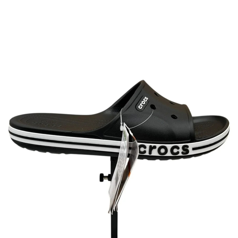 Crocs Bayaband Mens Slide Sandals Size 9 Black White Water‎ Friendly Lightweight